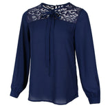 Maxbell Fashion Women Ladies Loose Casual Chiffon Long Sleeve Shirt Tops Blouse XL Blue