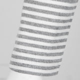 Maxbell Women Striped Suede Pocket Spliced Long Sleeve Slim T-shirt XL Gray