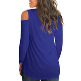 Maxbell Women's Cold Shoulder Tops Long Sleeve Criss Cross V-Neck T-Shirts Blue S