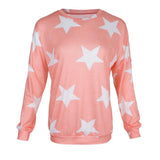 Maxbell Fashion Women Stars Print Round Neck Star Print Long Sleeve T-shirt S Pink