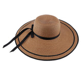 Women Floppy Wide Brim Straw Hat Fordable Summer Sun Beach Hat Coffee