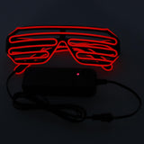 Maxbell LED Light Up Shutter Glasses Glow Rave Glasses 80s Disco DJ Dancer Costume Red
