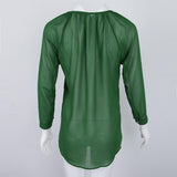 Maxbell Fashion Women Ladies Loose Casual Chiffon Long Sleeve Shirt Tops Blouses M Green