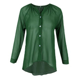 Maxbell Fashion Women Ladies Loose Casual Chiffon Long Sleeve Shirt Tops Blouses M Green