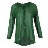 Maxbell Fashion Women Ladies Loose Casual Chiffon Long Sleeve Shirt Tops Blouses M Green