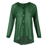 Maxbell Fashion Women Ladies Loose Casual Chiffon Long Sleeve Shirt Tops Blouses M Green