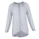 Maxbell Fashion Women Ladies Loose Casual Chiffon Long Sleeve Shirt Tops Blouses M Gray