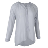 Maxbell Fashion Women Ladies Loose Casual Chiffon Long Sleeve Shirt Tops Blouses M Gray