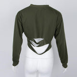 Maxbell Womens Broken Hole Batwing Sleeve Crop Top Pullover Loose Sweatshirt Green M