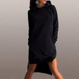 Maxbell Lady Sweatshirt Hooded Dress Long Sleeve Pullover Jumper Sweater Top S Black