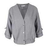 Maxbell Fashion Autumn Women 3/4 Sleeve Solid Short Coat Loose Jacket Tops M Gray