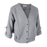 Maxbell Fashion Autumn Women 3/4 Sleeve Solid Short Coat Loose Jacket Tops M Gray