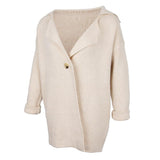 Maxbell Women's Solid Soft Open Front Knit Long Cardigan Outwear Sweater Coat Beige
