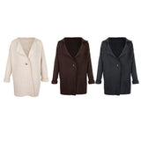 Maxbell Women's Solid Soft Open Front Knit Long Cardigan Outwear Sweater Coat Beige