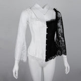 Maxbell Women Sexy Lingerie Lace Waist Cincher Overbust Corset Top Wedding Party L