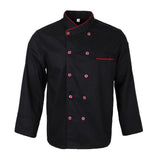 Unisex Chef Coat with Long Sleeve Restaurant Hotel Cook Uniforms Black 3XL