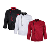 Long Sleeves Chef Jacket Coat Hotel Waiters Kitchen Uniform Tops Black M