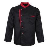 Long Sleeves Chef Jacket Coat Hotel Waiters Kitchen Uniform Tops Black L