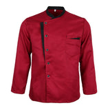 Long Sleeves Chef Jacket Coat Hotel Waiters Kitchen Uniform Tops Red 3XL
