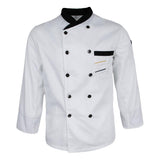 Maxbell Unisex Chef Jackets Waiter Suit Coat Long Sleeves Chef Uniforms L White
