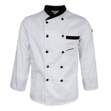 Maxbell Unisex Chef Jackets Waiter Suit Coat Long Sleeves Chef Uniforms L White