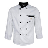 Maxbell Unisex Chef Jackets Waiter Suit Coat Long Sleeves Chef Uniforms L White