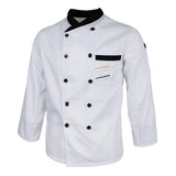 Maxbell Unisex Chef Jackets Waiter Suit Coat Long Sleeves Chef Uniforms L White