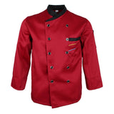 Maxbell Unisex Chef Jackets Waiter Suit Coat Long Sleeves Chef Uniforms M Red
