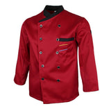 Maxbell Unisex Chef Jackets Waiter Suit Coat Long Sleeves Chef Uniforms M Red