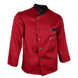 Maxbell Unisex Chef Jackets Waiter Suit Coat Long Sleeves Chef Uniforms L Red