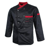 Unisex Chef Jackets Waiter Suit Coat Long Sleeves Chef Uniforms M Black