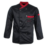 Unisex Chef Jackets Waiter Suit Coat Long Sleeves Chef Uniforms L Black