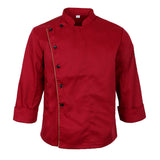 Unisex Chef Jacket Coat Long Sleeves Oblique Led Package Margin L Red