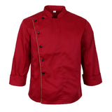 Maxbell Unisex Chef Jacket Coat Long Sleeves Oblique Led Package Margin 3XL Red
