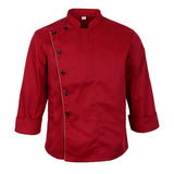 Maxbell Unisex Chef Jacket Coat Long Sleeves Oblique Led Package Margin 3XL Red