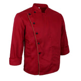 Maxbell Unisex Chef Jacket Coat Long Sleeves Oblique Led Package Margin 3XL Red