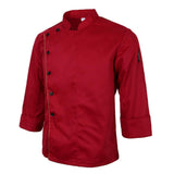 Maxbell Unisex Chef Jacket Coat Long Sleeves Oblique Led Package Margin 3XL Red