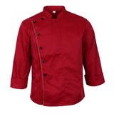 Maxbell Unisex Chef Jacket Coat Long Sleeves Oblique Led Package Margin 3XL Red