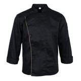 Maxbell Unisex Chef Jacket Coat Long Sleeves Oblique Led Package Margin XL Black
