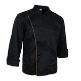 Maxbell Unisex Chef Jacket Coat Long Sleeves Oblique Led Package Margin XL Black