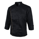 Maxbell Unisex Chef Jacket Coat Long Sleeves Oblique Led Package Margin XL Black