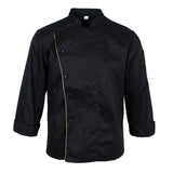 Maxbell Unisex Chef Jacket Coat Long Sleeves Oblique Led Package Margin XL Black