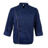 Maxbell Unisex Chef Jacket Coat Long Sleeves Oblique Led Package Margin L Blue