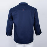 Maxbell Unisex Chef Jacket Coat Long Sleeves Oblique Led Package Margin L Blue