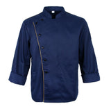 Maxbell Unisex Chef Jacket Coat Long Sleeves Oblique Led Package Margin L Blue