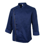 Maxbell Unisex Chef Jacket Coat Long Sleeves Oblique Led Package Margin L Blue