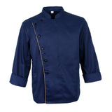 Maxbell Unisex Chef Jacket Coat Long Sleeves Oblique Led Package Margin L Blue