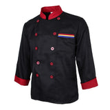 Men Women Long Sleeve Chef Apparel Chef Jacket Coat Cook Uniform Black M