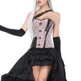 Women's Halter Gothic Overbust Corset Bustier Waist Cincher Shapewear L Pink