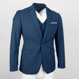Mens 3-Piece Suit Slim Fit One Button Blazer Jacket Vest Pants Set L Blue